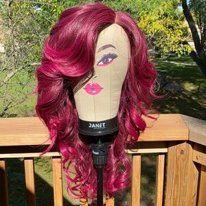 NEW!! Layered Magenta red wig. Lots of body layers